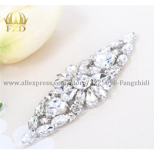FZD 10 Pieces Wedding Rhinestones Applique Crystal Hot Fix Clear Rhinestones Designs for Bridal Sash or DIY Wristbands