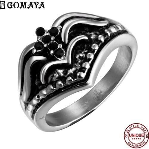 GOAMYA 316L Stainless Steel Rings For Women And Men Personality Mystery Mask Gothic Rock Punk Vintage Ring Fashion Jewelry Best