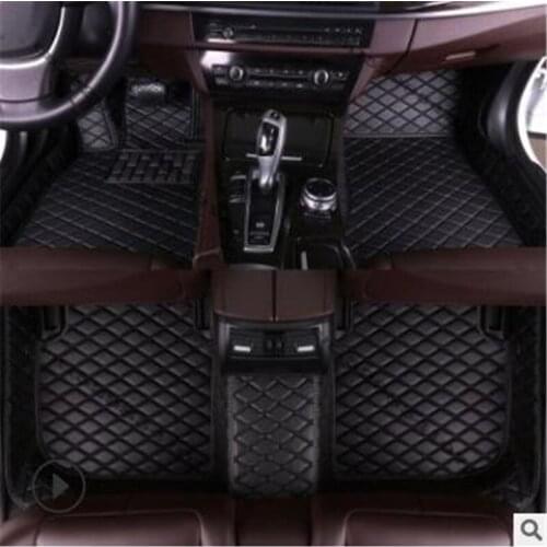 Leather Car floor mats for Mitsubishi Pajero 2009-2015 Custom auto foot Pads automobile carpet cover