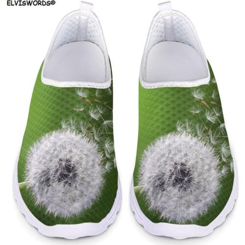 ELVISWORDS Flats Shoes Women Spring Summer 2020 Dandelion Pattern Ladies Comfortable Breathable Mesh Sneakers Shoes Woman Light