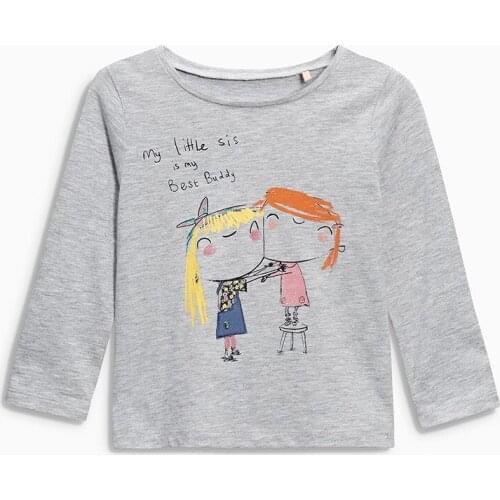 Little Maven New Autumn Spring Children Grey Smiling Kids Full- sleeved O-neck Quality Cotton Knitted Girls Casual Tshirt