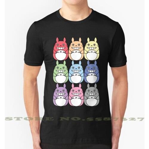 The Many Colors Of Totoro Fashion Vintage Tshirt T Shirts Totoro Rainbow Rainbow Totoro Medium Totoro Small Totoro Pink Red