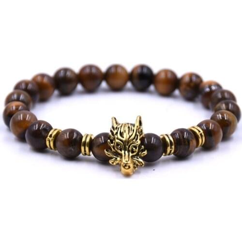 Fashion natural black lava tiger eye bracelet charm mens jewelry buddha beads ladies couple bracelet gift