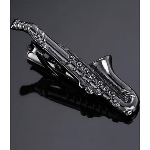 Fashion lychee Vintage Fashion Men Tie Clip Decorative music sax Note gold Color Tie Clips Necktie Pin For Shirt Men Jewelry