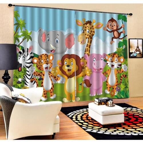 Cartoon Curtain office Bedroom 3D Window Curtain Luxury living room decorate Cortina kids curtains