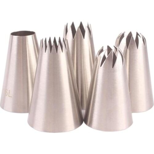 5pcs / lot Large Russian Icing Piping Pastry Nozzle Tips Baking Tools Cakes Decoration Set Stainless Steel Nozzles Rose Cupcake