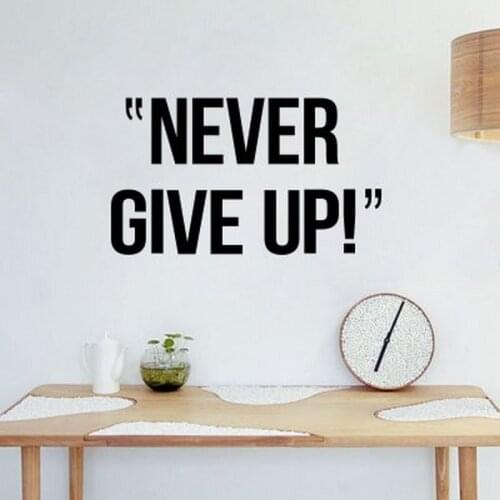 NEVER GIVE UP Wall Sticker Motivational Quote Wall Art Decals Inspirational Words Vinyl Home Decor Bedroom Decoration