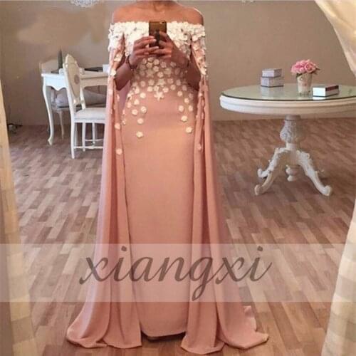 New Arrival Off the shoulder Taffeta Evening dress with Flower Beading Evening gowns Robe de soiree abiye formal dress 2020
