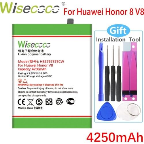Wisecoco HB376787ECW 4250mAh New Battery For Huawei Honor 8 Huawei V8 battery Replacement +Tracking Number