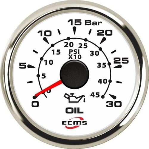 New Design Marine Boat Pressure Gauge 0-30 Bar 9-32V 0.5-4.5V 52mm 2 Inch 316L Chrome Bezel White Dial 802-00036