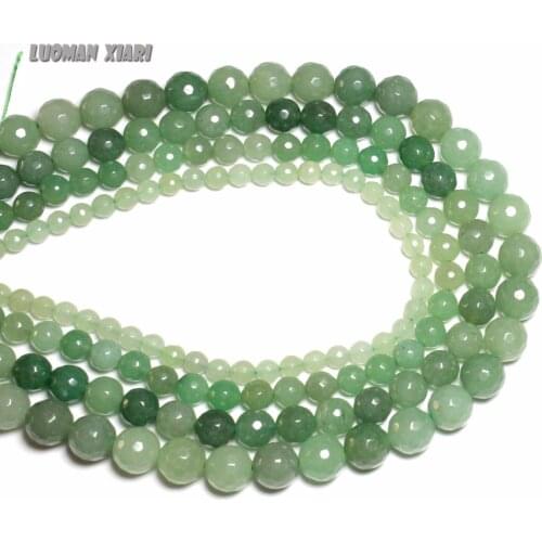 Wholesale AAA+ Faceted Green Aventurine Natural Stone Beads For Jewelry Making DIY Bracelet 4/ 6/8/10/12 mm Strand 15.5