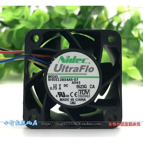 Original 4028 12V 0.73A 4cm PWM violent high speed 1U server cooling fan W40S12BS4A5-07
