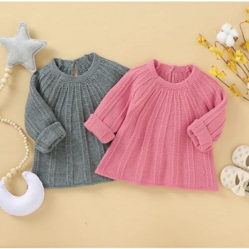 2021 Fall Baby Girl Sweater Autumn Winter Warm Colthes Kids Casual Sweaters Solid Pattern Knitted Outerwear Clothes New Arrival
