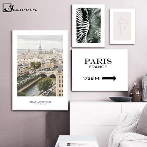 Paris City Aerial View Art Poster Print Landscape Wall Painting Nordic Style Line Drawing Picture Modern Home Bedroom Decoration