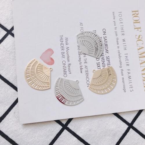 4 pieces / lotAlloy semi-circular fan ornamentswhite k k goldconnectors for jewelry making jewelry making suppliesOther