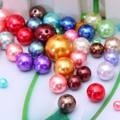 Multi Color-Randomly Mixed Acrylic Faux Pearl Imitation Round Beads For DIY Jewelry Making 6mm 8mm 10mm 12mm 20mm 23mm PB-36