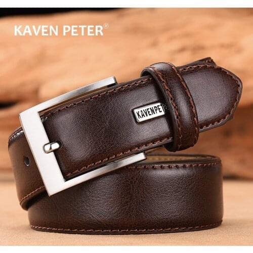 Leather Mens Belt Classic Pin Buckle Design For Jeans High Quality Male Genuine Leather Strap Dropshipping