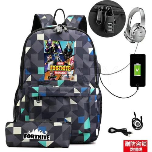 Games MINECRAFT Backpack For Teeangers USB charging Students School bag Anti-theft Computer Laptop Mochilas Capacity Travel Bag