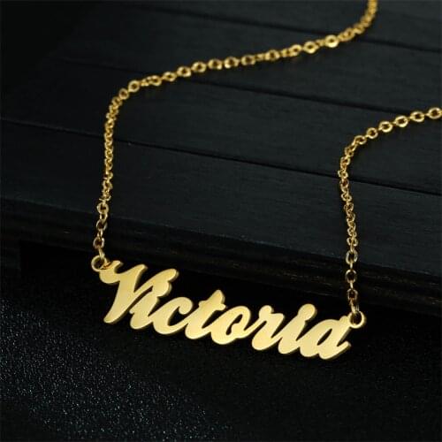 Stylisteel Fashion Bold Letter Name Necklace Gold Color Stainless Steel Engraving Custom Nameplate Pendant Mothers Day Gift