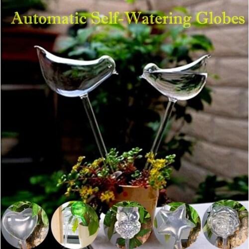 Glass Plant Flowers Water Automatic Self Watering Devices Bird Star Heart Design