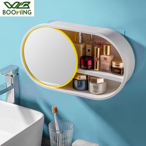 WBBOOMING Cosmetics Storage Box Wall-mounted Large Capacity Skin Care Products Storage Rack Perforation-free Bathroom Storages