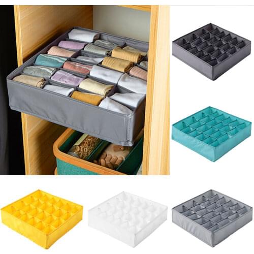 Washable 24 Grid Underwear Drawer Organizer Dividers Foldable Bras Scarves Ties Storage Box Organizador Sujetadores