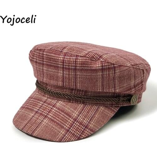 Yojoceli Autumn warm plaid hat cap women Cute sexy elegant cool casual hat female