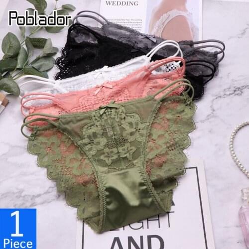 Poblador Sexy Womens Lace Panties Double Thin Belt Briefs Low Waist Female Fashion Solid Panty Soft Comfort Lady Lingerie Tanga