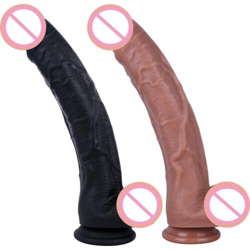 Skin Feeling Liquid Silicone Realistic XXL Dildo Soft Material Black Huge Penis Dick Suction Cup Sex Toys for Woman Masturbation