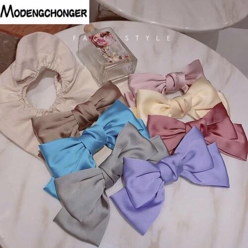 1PC Autumn And Winter New Oversized Barrettes Bow Hair Rope Soft Silk Satin Hair Clip Woman Girls Lady Hairpin Hair Accessories
