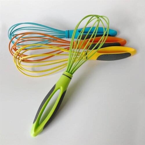 10 Inches Hand Egg Mixer Silicone Balloon Whisk Cream Frother Kitchen Utensils for Blending Stirring (Red)