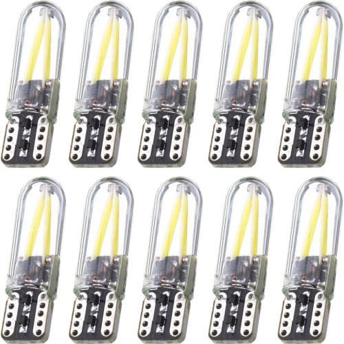 10pcs T10 194 168 W5W COB LED CANBUS Bright Glass License Light Bulbs White lamp