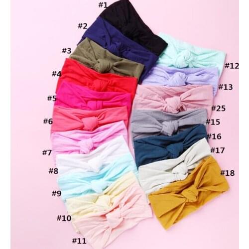 A-STYLE Bulk 35Colors 120pcs/lot Wholesale Knotted Bow Nylon Headwraps, Knotted Nylon headbands, Baby Girls Hair Accessories