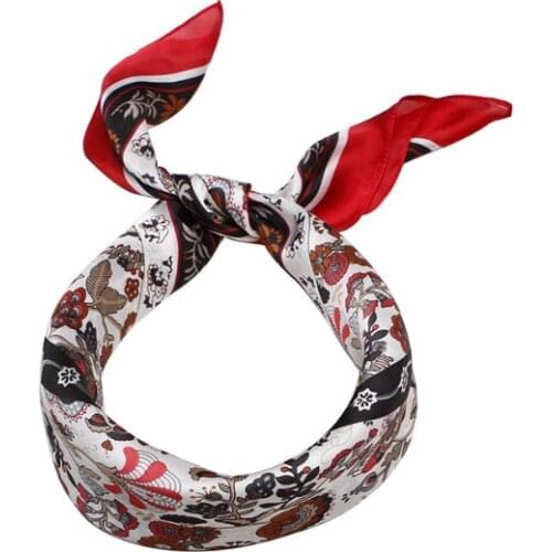 2020 70x70 Ring flower Multipurpose women Silk twill scarf Satin square tie Hairband ladies foulard femme towel bufanda shawl