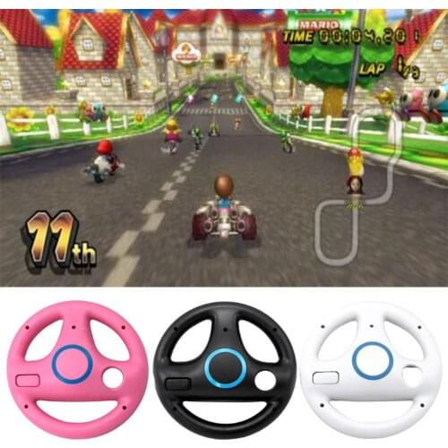 3 Color 4 Suction Cup ABS Steering Wheel for Wii Kart Racing Games Remote Controller Console with Automatic Rotation