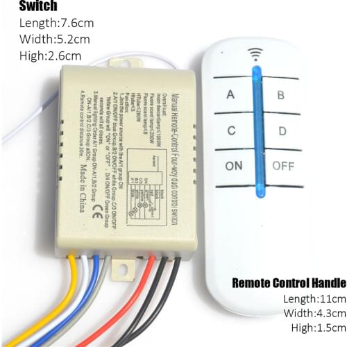 4 Way Wireless Remote Control Switch ON/OFF 220V Lamp Light Digital Wireless Wall Remote Switch Receiver Transmitter