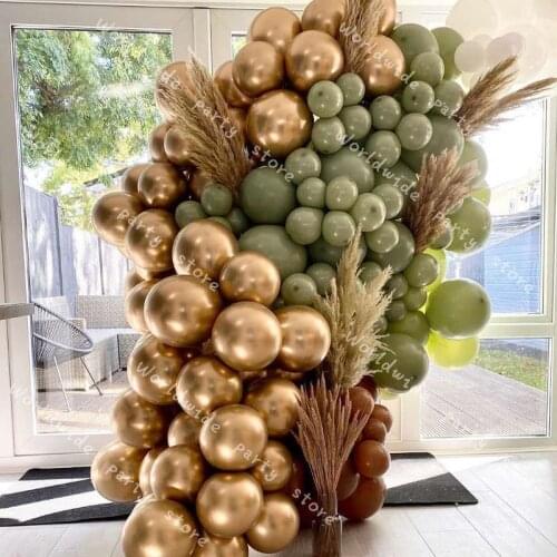 50pcs Balloons Garland Arch 18/12/10/5Inch Retro Green Metal Gold Latex Wedding Birthday Party Supplies Globos Balloons Decor