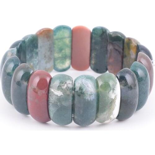 Bransoletki Damskie Jewelry For Unique Mens Gifts Natural Stone Beads Green Indian Onyx Stretch Bracelet Men Femme 1Pcs B166