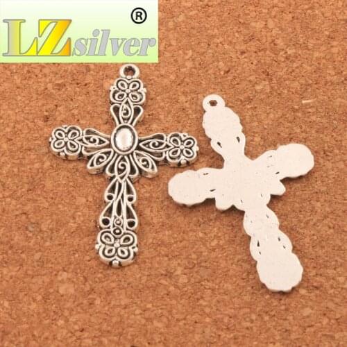 Eye Flower Filigree Design Cross Charm Beads 28.1x43.5mm 14PCS Zinc Alloy Pendant DIY Jewelry L444