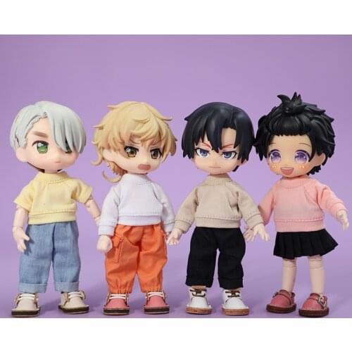 Ob11 baby clothes super multi color ob11 clothes long sleeve sweater T-shirt 12 points BJD round is Molly