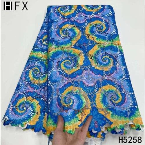 HFX 2021 Latest African Cord Lace Fabric High Quality Lace Guipure Cord Lace Fabric For Women Party Material Nigeria dress H5258