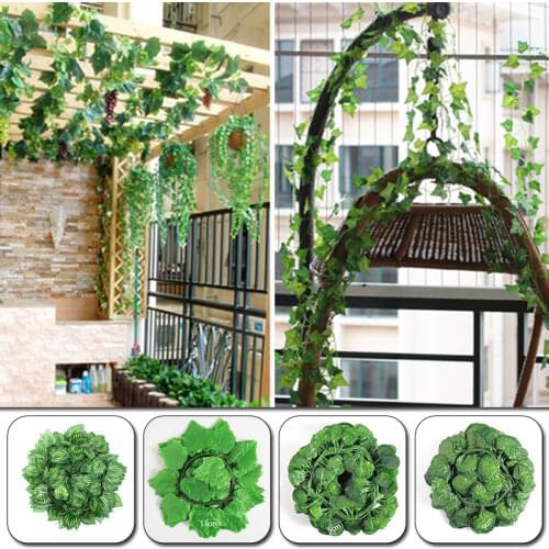 Green Artificial Ivy Leaf Fake Grape Vine Artificial Flower String Foliage Leaves DIY For Home Wedding Party Garden Decoration