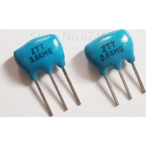 10pcs Ceramic crystal oscillator ZTT3.64M Ceramic oscillator Crystal resonator Straight three feet 3.64MHZ