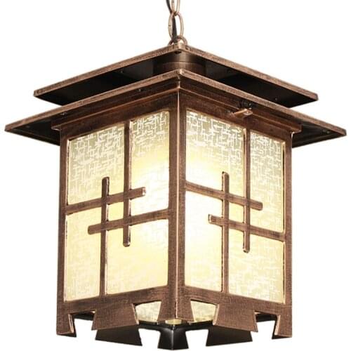 Chinese Outdoor Waterproof Square Pendant Lights Balcony Dining Room Corridor Garden Villa Home Aisle Courtyard Pendant Lamps