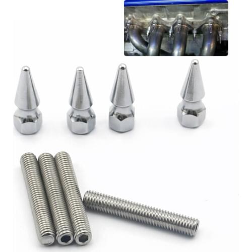 M8X1.25 Steel Metal Studs Exhaust Manifold Chrome Spikes Bolt Nuts For Honda Civic Acura Replaces Most 12mm Nuts