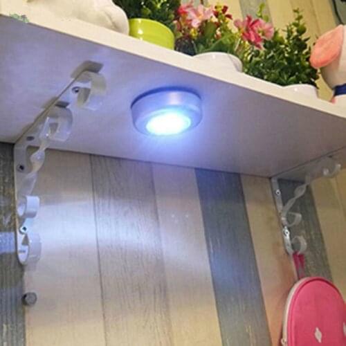 Mini LED Under Cabinet Lights Battery Powered Stick-on Wall Staircase Rack Cabinet Kitchen Car Lamp Wardrobe Bathroom Lighting H