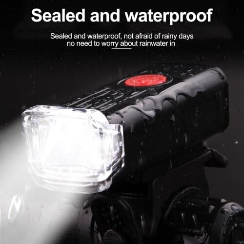 MTB Front Light Waterproof 3 Modes USB Rechargeable Headlight Sealed Waterproofing USB Direct Charging 3 Modes High Brightness