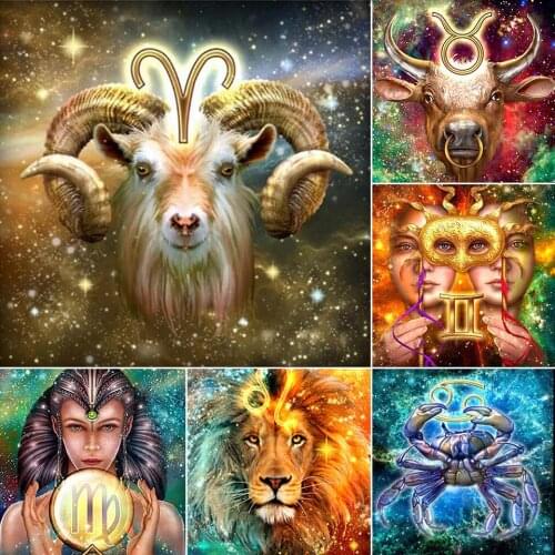 5D Diamond Painting Lion Constellation Cross Stitch Kit Full Drill Square Embroidery Mosaic Picture Of Rhinestones Home Decor