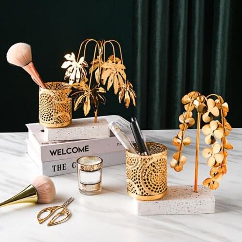 Desk Pen Holder Pencil Stand Desk Organizer Pencil Holder Eco-friendly Fadeless 4 Styles Stylish Metal Pencil Organizer for Home