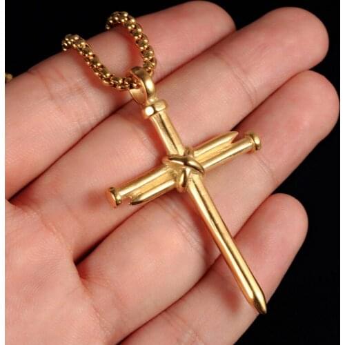 Necklaces men stainless steel hip hop pendants gift chain male gold 2020 new wholesale mens Jesus cross pendant necklace jewerly